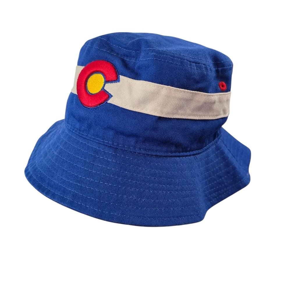 Colorado State Flag Bucket Hat Youth OS Blue White Red 100% Cotton Outdoor